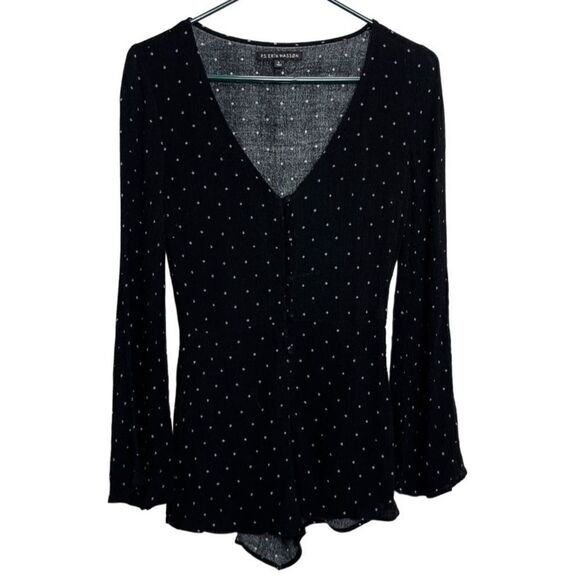 P.S. Erin Wasson Dotted Pattern Long Sleeve Romper Black & White Small - Picture 1 of 5